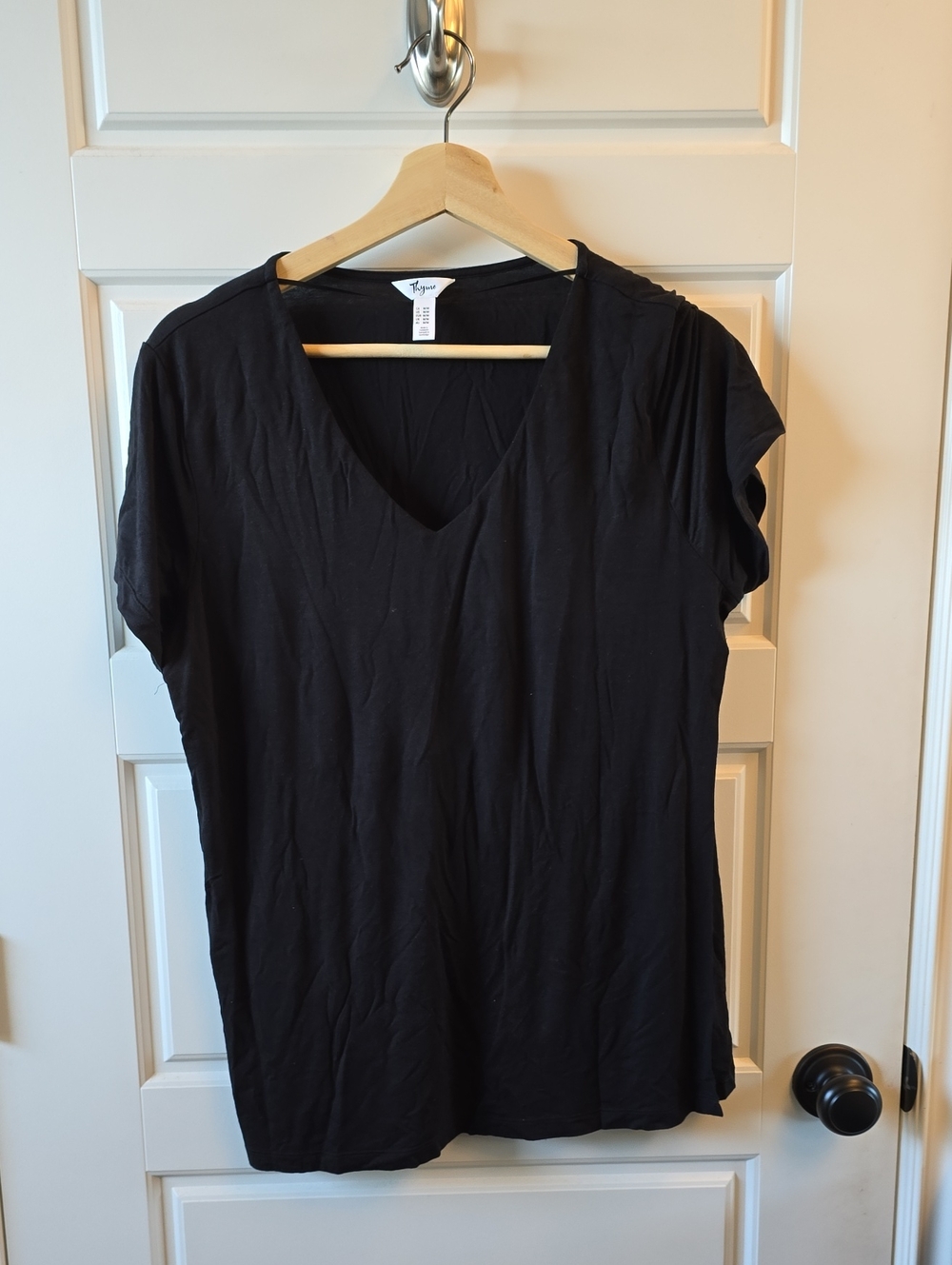 Thyme Maternity Black V-Neck Short Sleeve Top